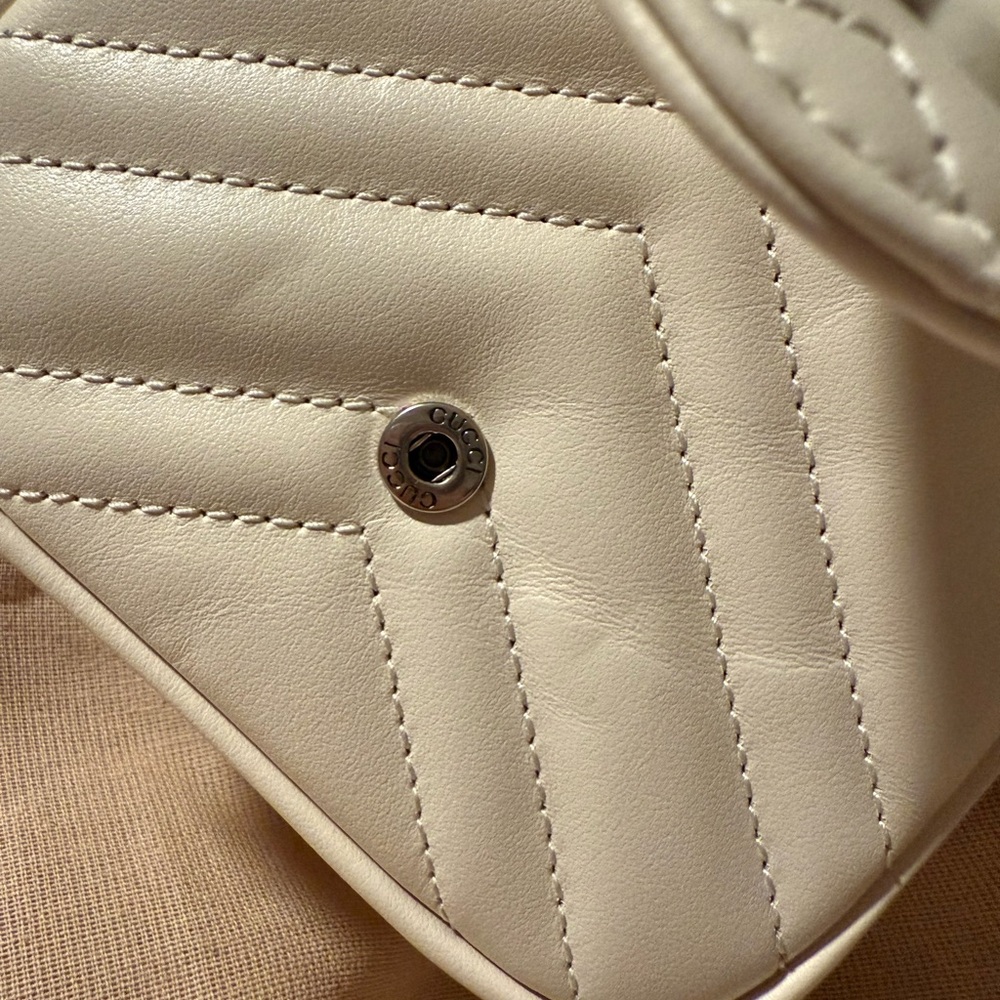 Gucci Matelasse GG Marmont Square Cream Shoulder or Belt Bag - Picture 12 of 13